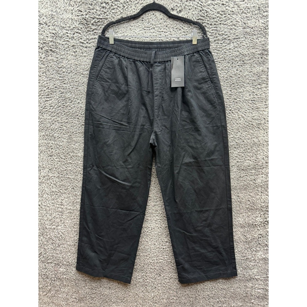 NWT Musinsa Standard Pleated Drawstring Wide Leg Baggy Pants Black Mens Size 36